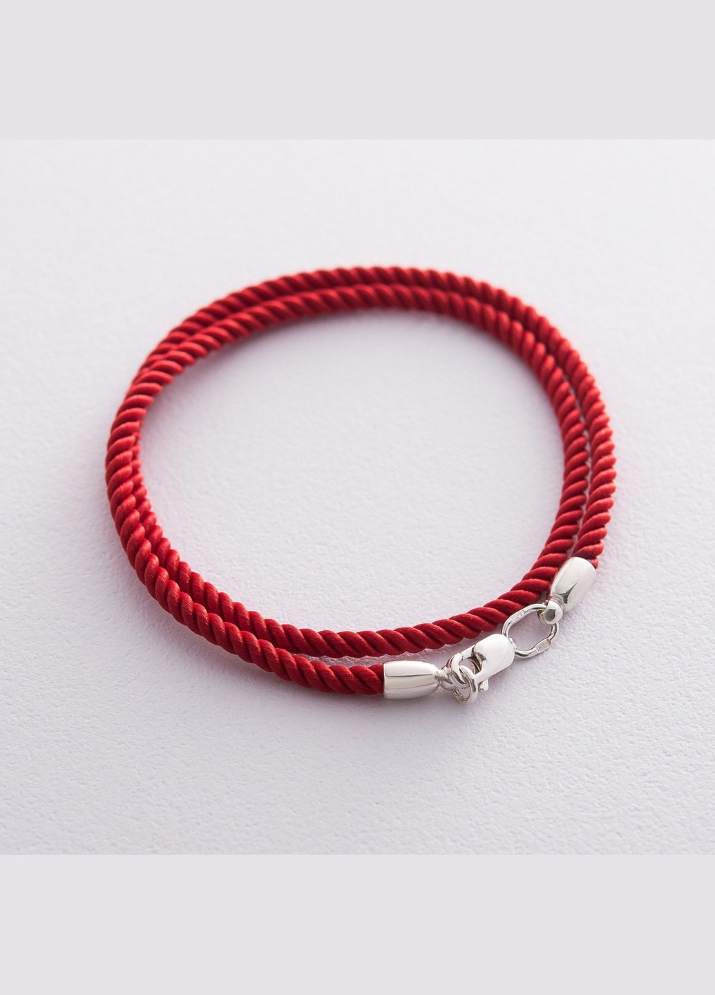 Шовковий червоний шнурок з гладкою срібною застібкою (3 мм) 18203 60 Oniks (264025027)