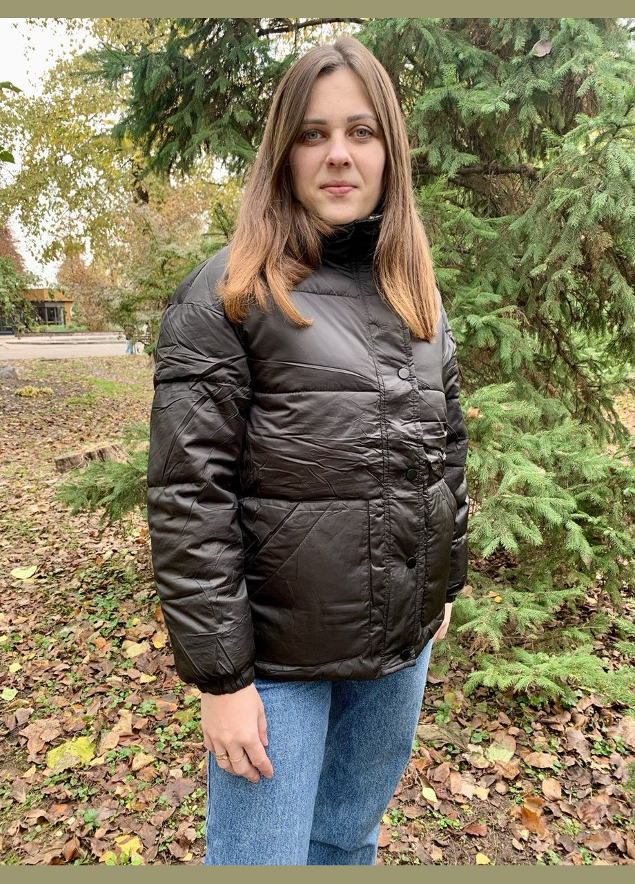 Черная осенняя женская куртка на синтепоне No Brand
