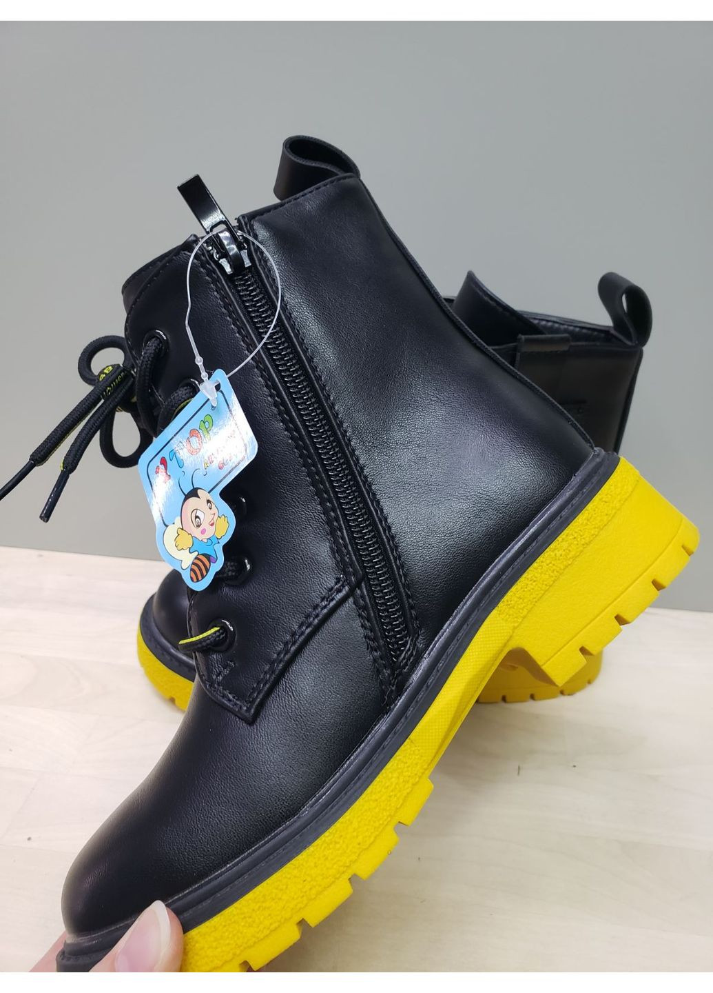 Черные осенние ботинки детские демисезонные Y Top