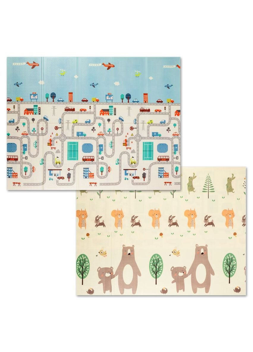 Дитячий складаний розвиваючий термокилимок 200х150х0.6см "Дорога | Ліс" (235) SW-00000155 Mat4baby (370440795)