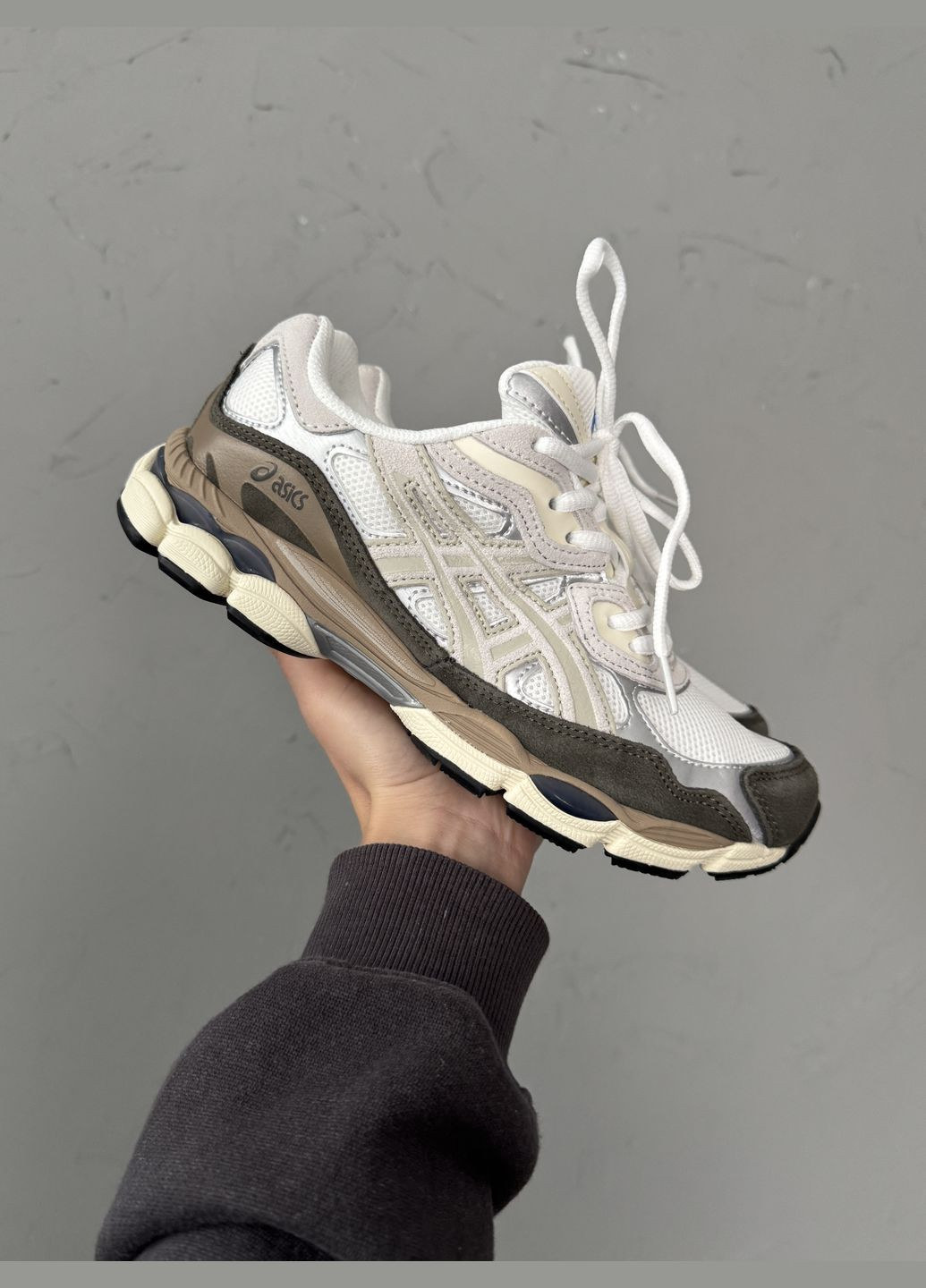 Кросівки жіночі і чоловічі Asics Gel-NYC white grey brown | Асікс Гель-НЮК білі сірі коричневі No Brand білі демісезони (316091123)