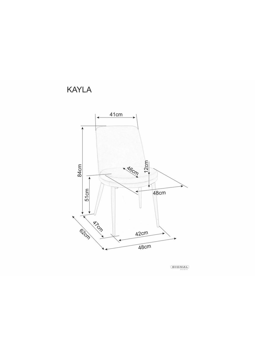 Стілець кухонний KAYLA VELVET чорний каркас/світло-сірий BL.03 KAYLAVCJSZ Signal (372178637)