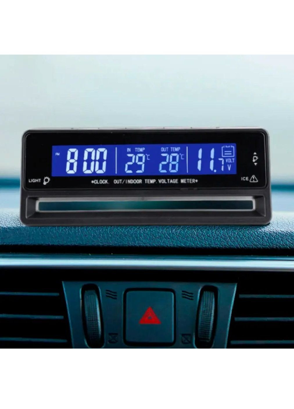 Часы автомобильные электронные с датчиками температуры синей оранжевой подсветкой 13х5х4.8 см (476778-Prob) Unbranded (290840528)