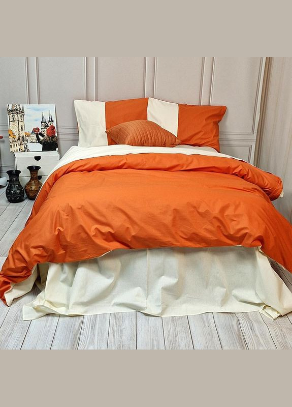 Постельное белье PREMIERE Оранжевое/Пломбирное мороженое Ранфорс Евро MERISET (306740082)