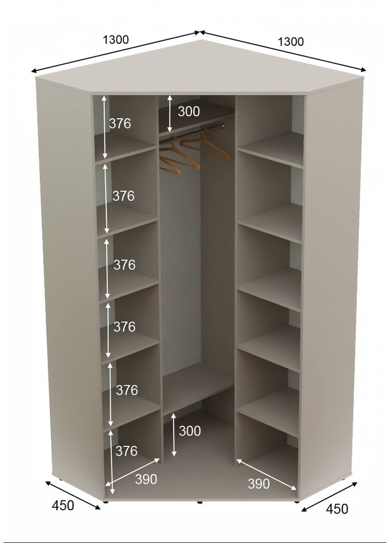 Шафа-купе дводверна кутова 130*130*250 Кашемір ДСП/Дзеркало Угол-3 Алекса (360446209)