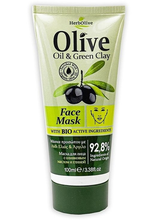 Маска для лица с зеленой глиной HerbOlive Oil & Green Clay Face Mask 100ml (1207086-131563) Madis (368627670)