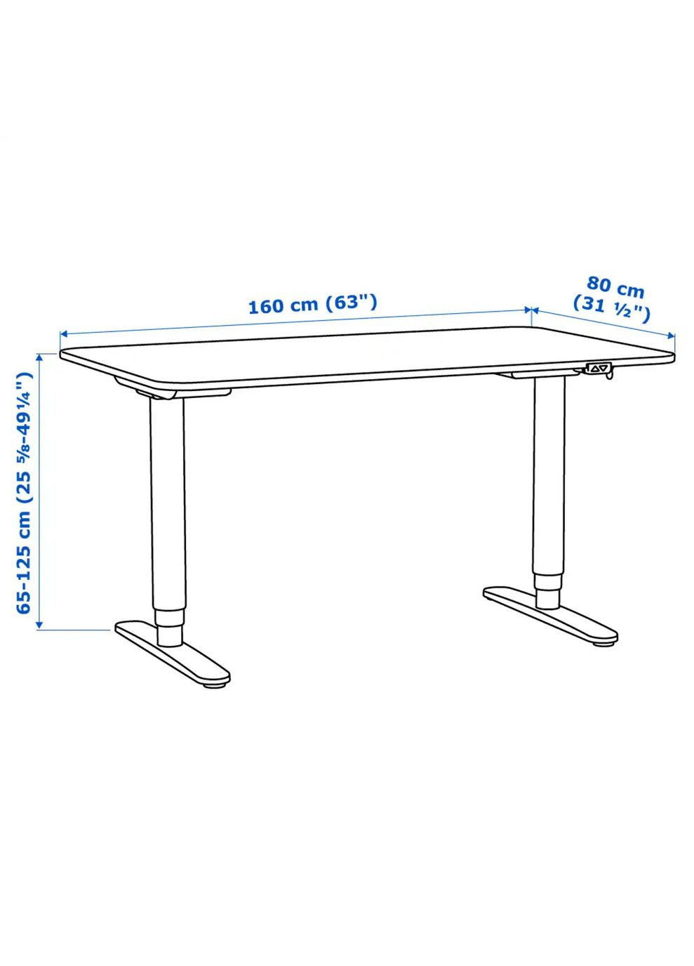 Регульований по висоті стіл ІКЕА BEKANT 160х80 см (s49282084) IKEA (278408678)