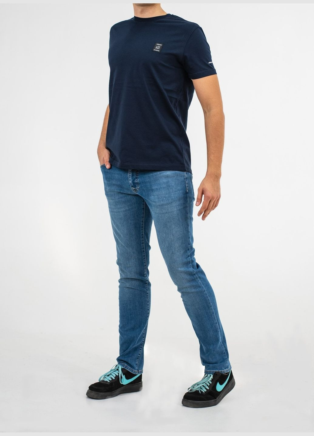 Темно-синяя футболка мужская с коротким рукавом Armani Exchange ICON PERIOD