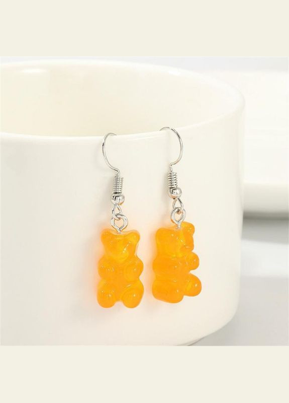 Жіночі сережки гачки у формі 3D сережки білі Желейні Ведмедики сріблясті Liresmina Jewelry (295440340)