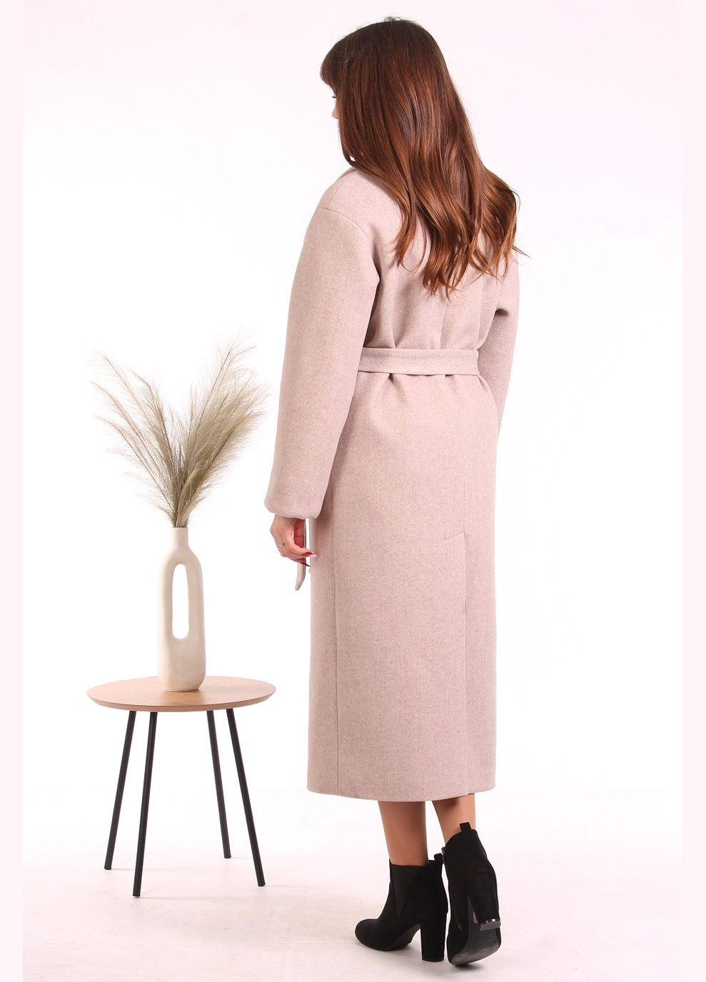 Бежевое демисезонное Пальто удлиненный женское 046 меланж кашемир бежевый Актуаль