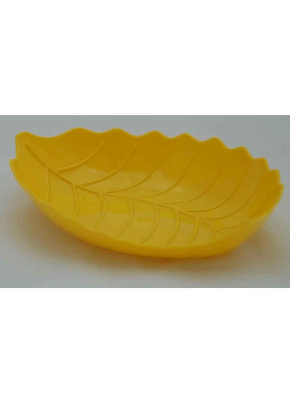 Блюдо пластиковое желтое «Листочек» ТМ МАГИЯ ПЛАСТ Магія Пласт (332998453)