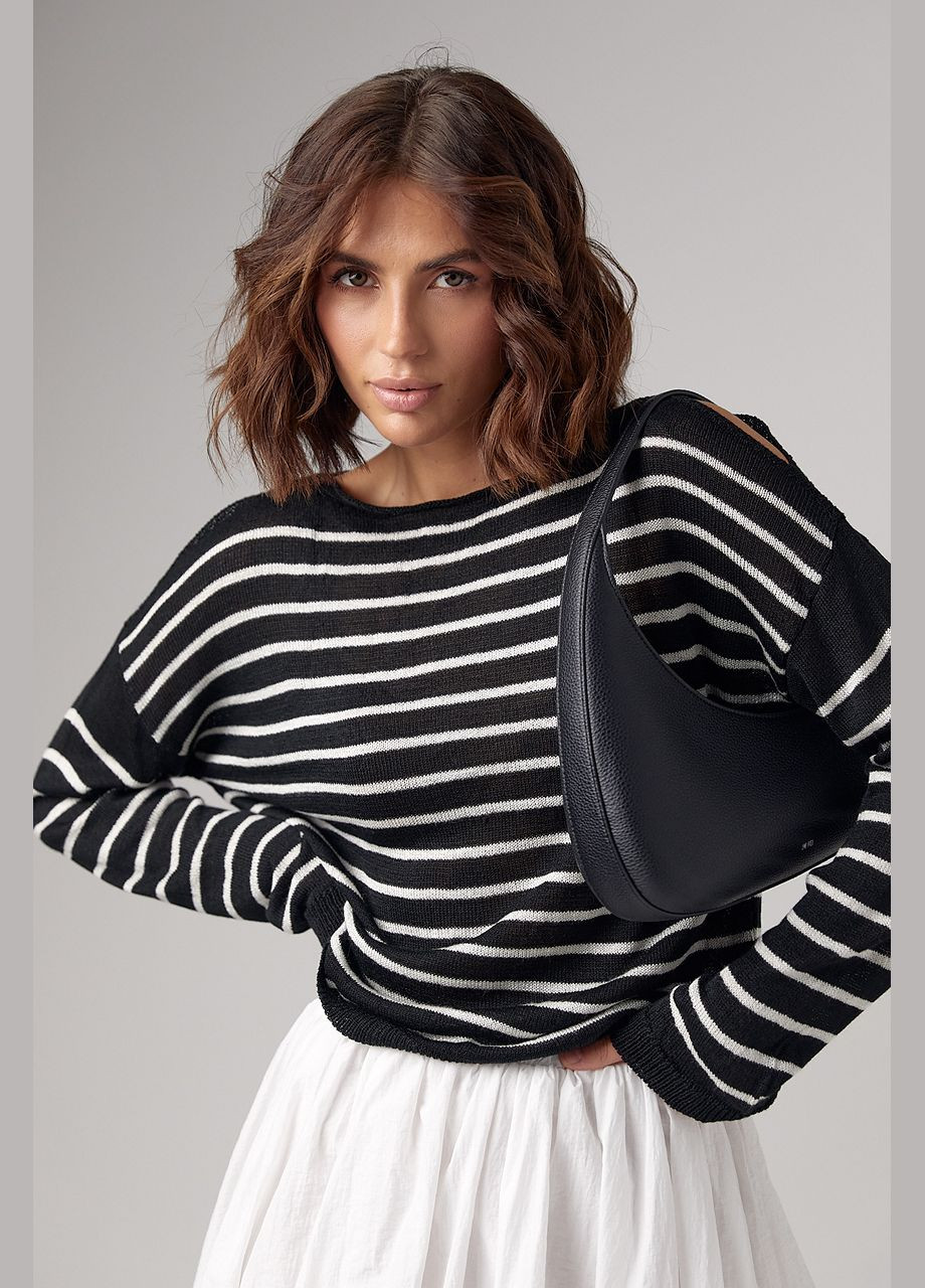 Жіночий смугастий лонгслів із розрізами на плечах Lurex (298730302)