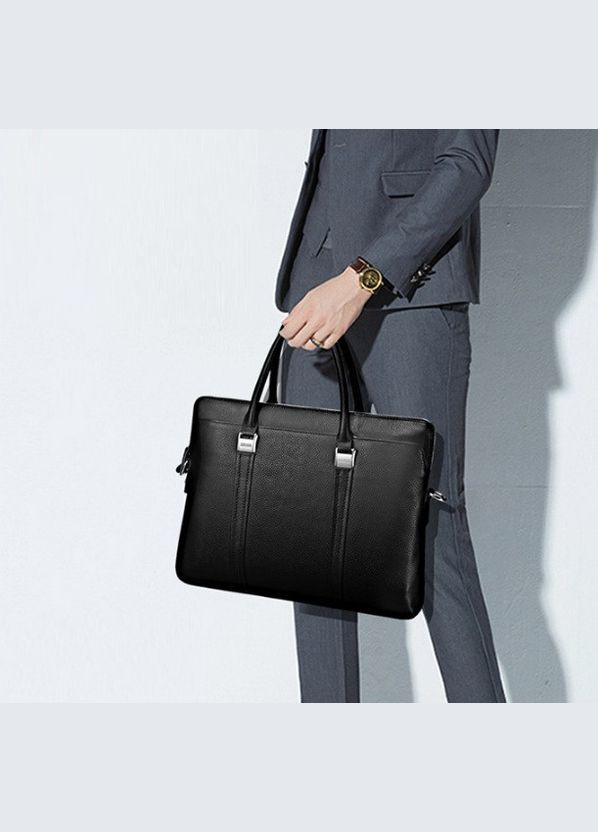 Шкіряний портфель для документів планшета чорний No Brand (302391083)