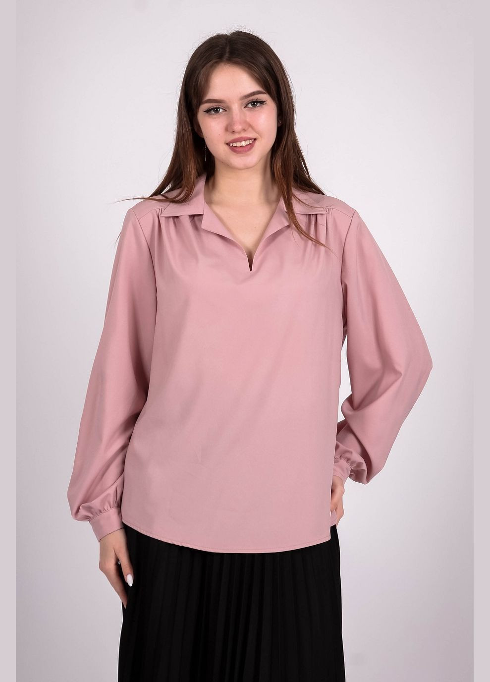 Пудрова блузка жіноча 052 однотонний софт світло-пудрова Актуаль