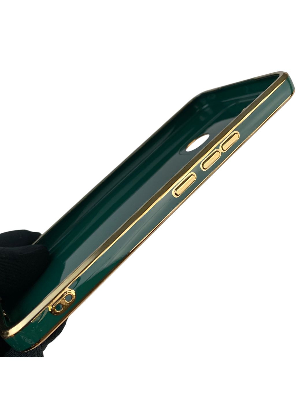 Чохол для Spark Go (KG5m) глянцевий з кільцем MagSafe із золотою окантовкою на техно спарк го темно-зелений gs1 Tecno (366390818)