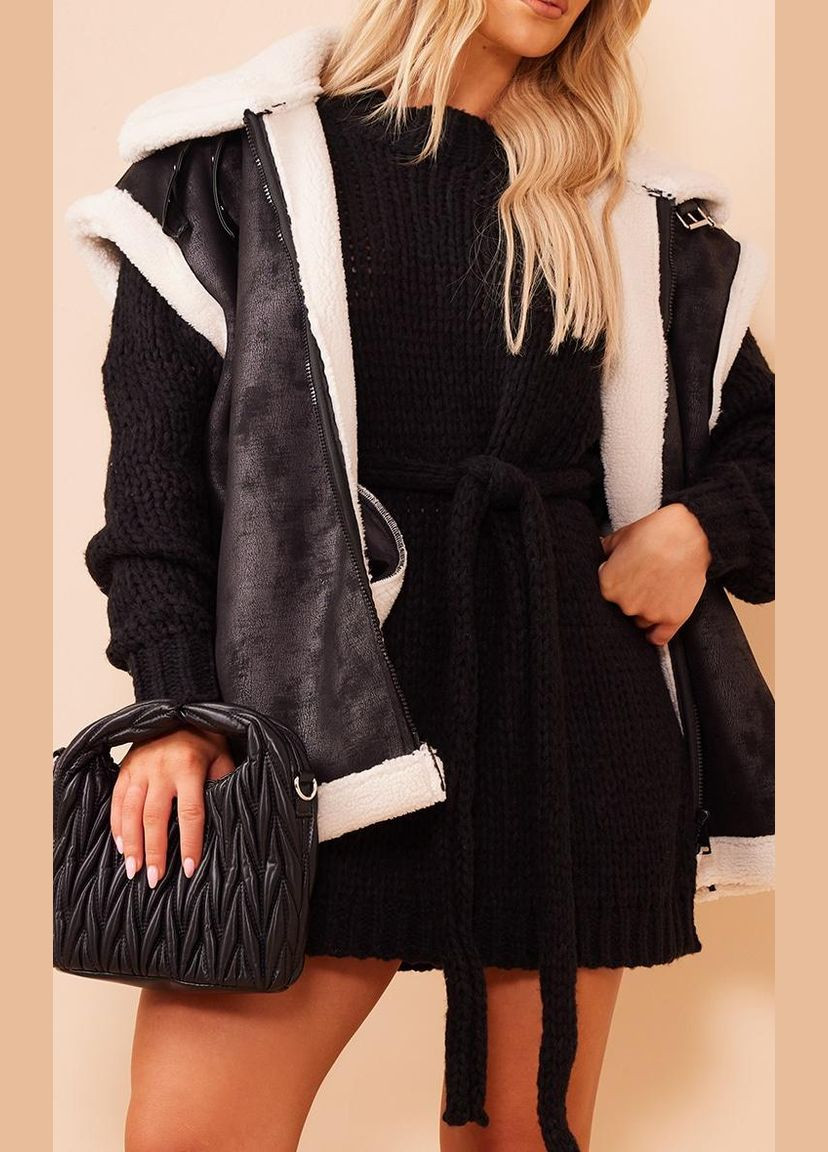 Черный демисезонный джемпер-платье PrettyLittleThing