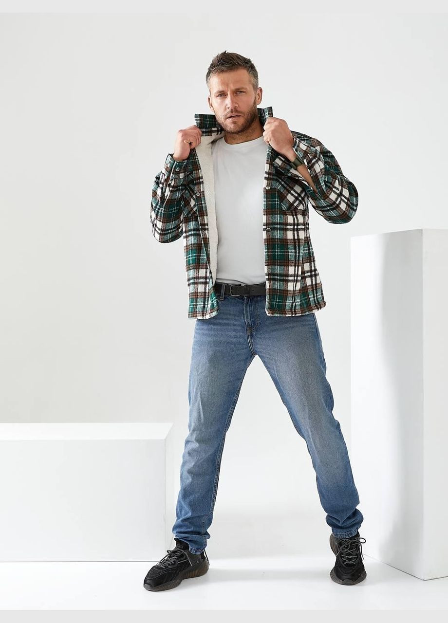 Зелена зимня куртка-сорочка для чоловіків "для осені-весни - бездоганний вибір" b-305 xl, зелений Sofia