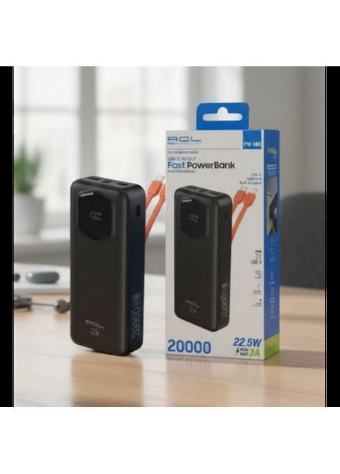 Внешний аккумулятор Power bank ACL PW-140 20000mAh PD22,2W+QC3.0 батарея быстрая зарядка Чёрный MDR No Brand (371794052)