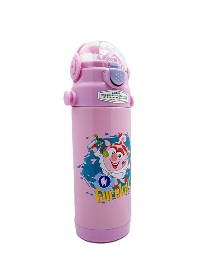 Дитячий термос-поїлка з ремінцем 350 мл нержавіюча сталь з силіконовою трубочкою Pink Stenson (360651500)