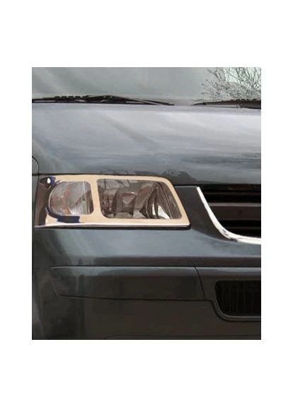 Накладки на передні фари (2 шт., нерж) OmsaLine - Італійська нержавійка для Volkswagen T5 Transporter 2003-2010 рр Omsa (390496845)