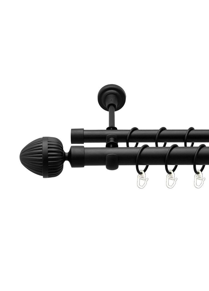 Карниз Одеон металевий дворядний відкритий гладка труба Чорний Оксамит 25\19 мм 200 см (00-00018143) ORVIT (300687907)