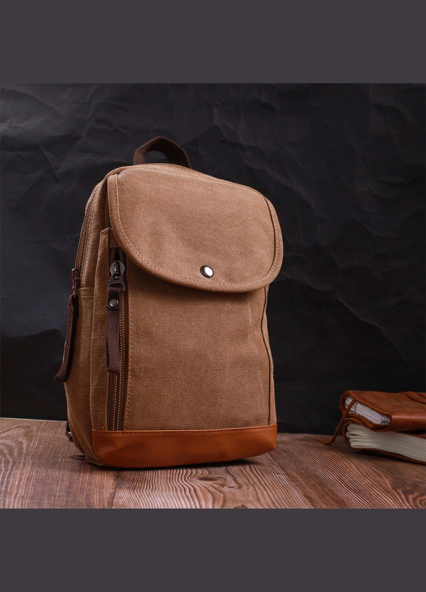Практичний рюкзак для чоловіків із щільного текстилю 22183 Коричневий Vintage (328449869)