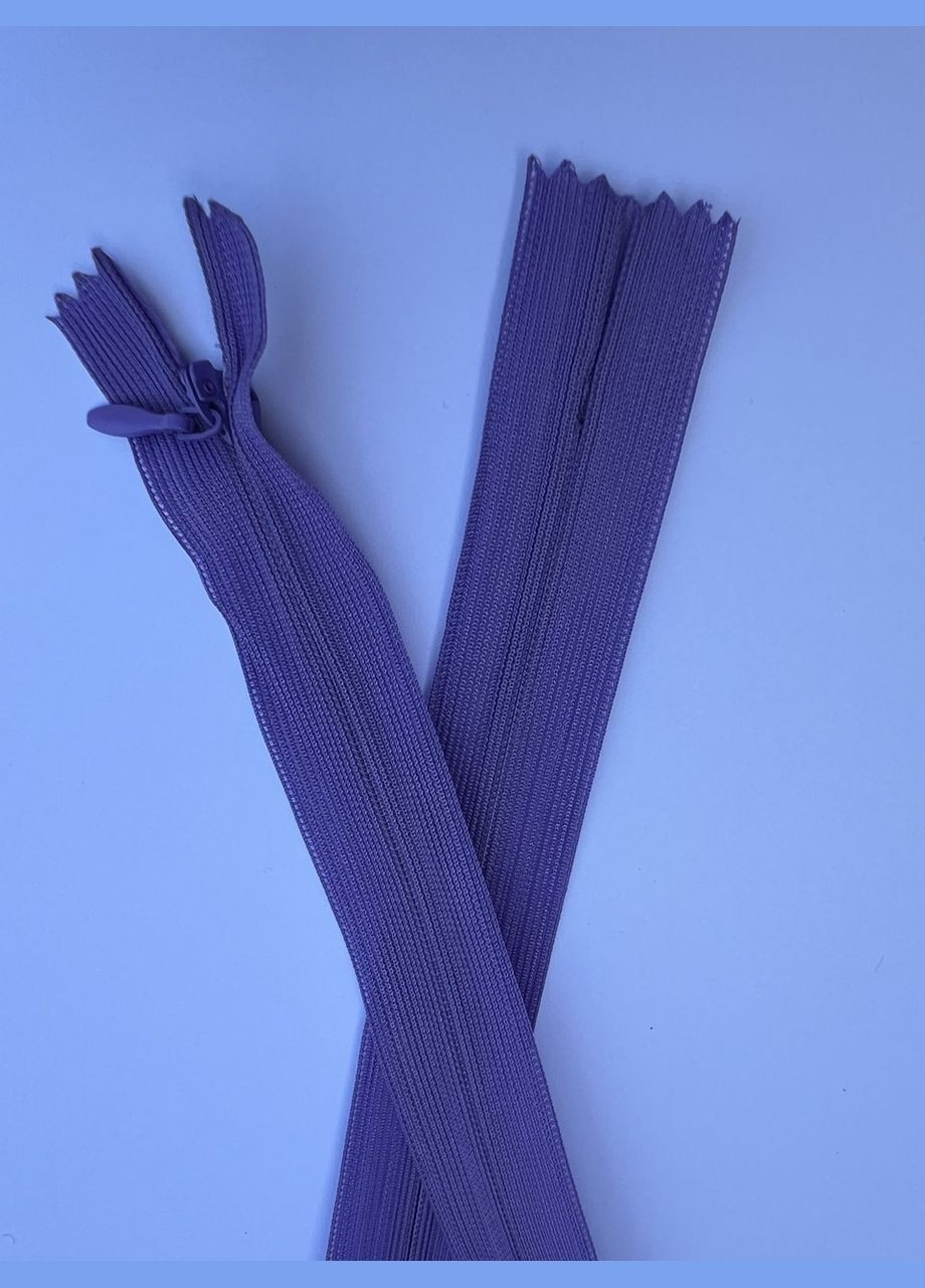 Фіолетова міцна нейлонова нероз'ємна спіральна вшивна потайна змійка-блискавка з бігунком 50 см тип 3 No Brand (350882174)