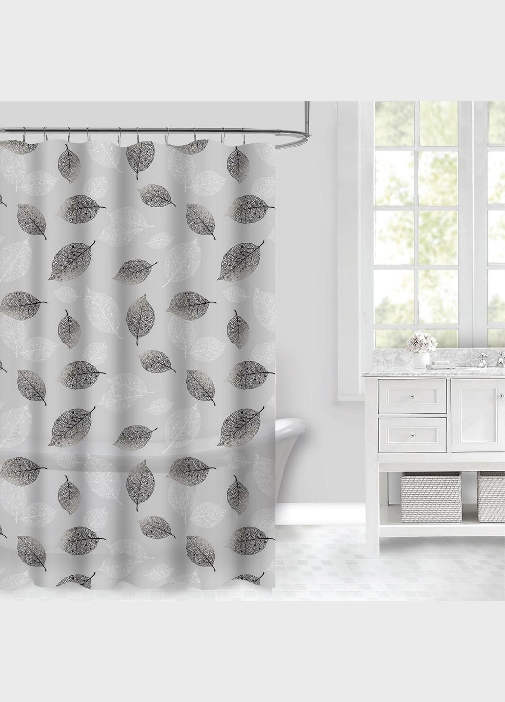 Шторка для ванной и душа 180x180 см водонепроницаемая, штора для душевой и ванной комнаты с крючками, прозрачная No Brand (337341957)