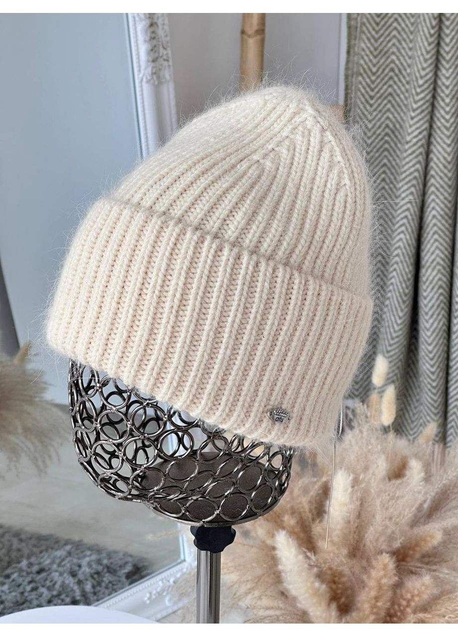 Красива шапочка Atis, тепла шапка з подвійною в'язкою, жіноча шапка тепла ангорка No Brand (367837392)