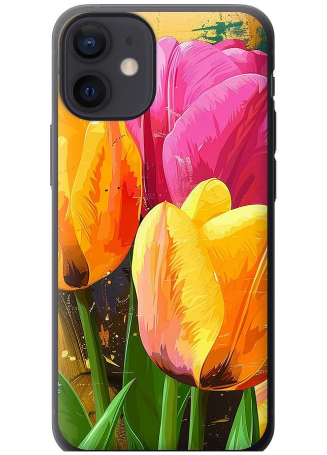 2D пластиковий чохол 'Намальовані тюльпани' для Endorphone Apple iPhone 12 Mini (282929278)