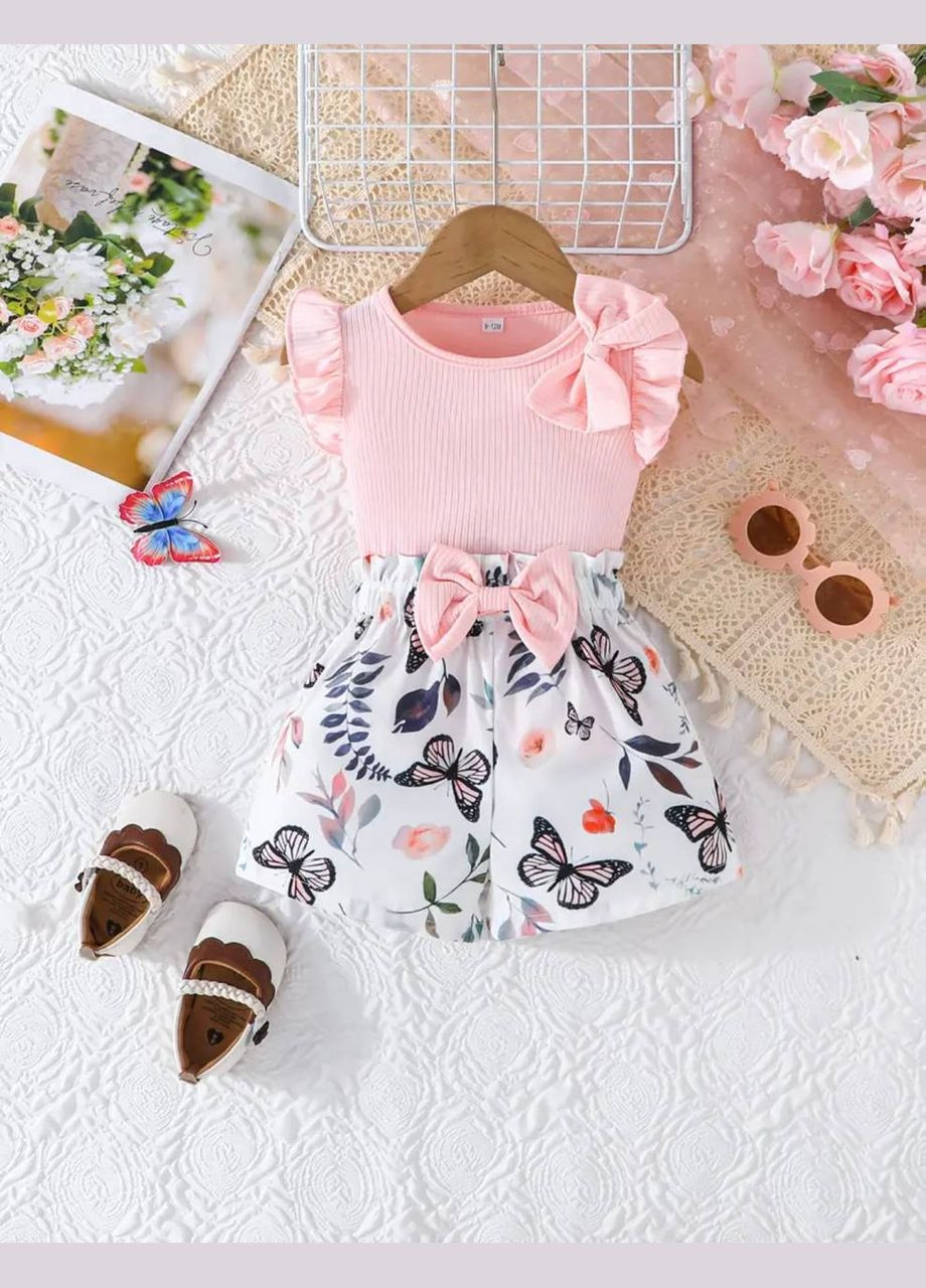 Рожевий літній комплект для дівчинки No Brand Літній комплект