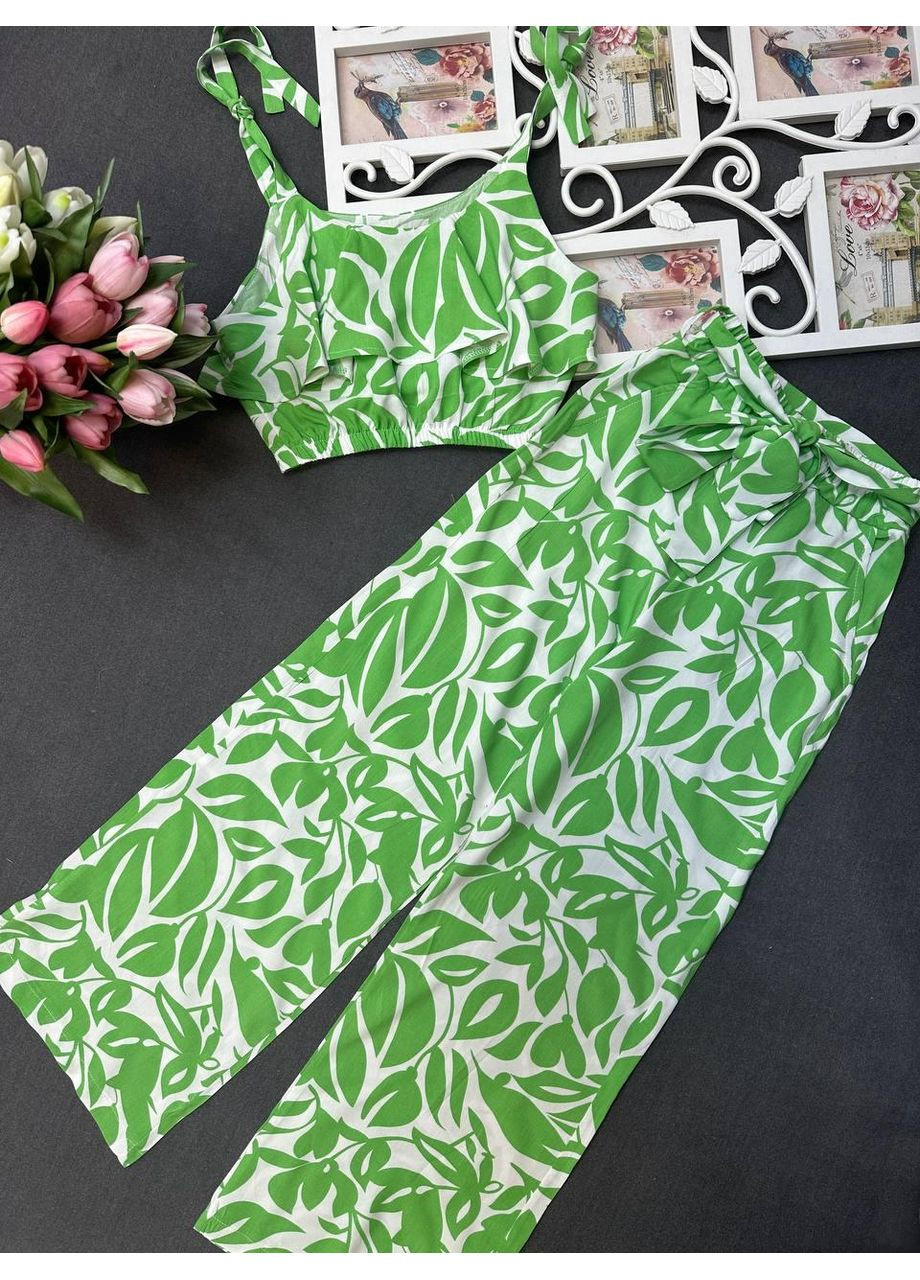 Зелений літній літній підлітковий костюм топ та штани палаццо зелений Kodi