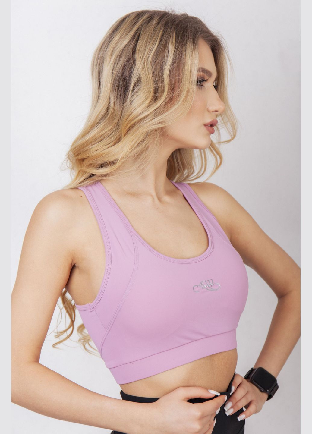 Спортивный топ из матового бифлекса с пуш-апом пудровый размер S Opt-kolo (286330560)