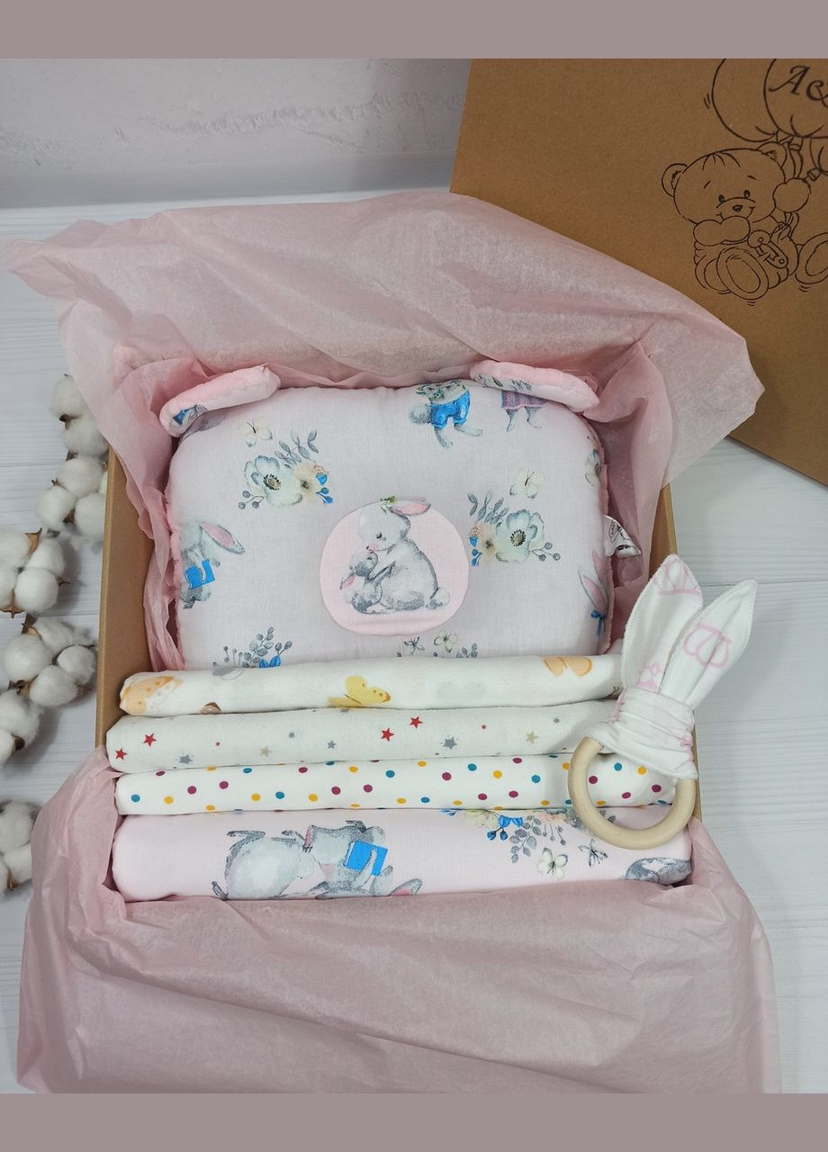 Набір пелюшок для новонароджених a.l.babybox Зайчик з мамою №2 Рожевий No Brand (308752121)