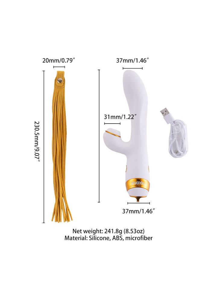 Вибраторкролик с флогером SEVANDA Whip Vibrating Massage Wand – White & Golden Lockink (305589971)