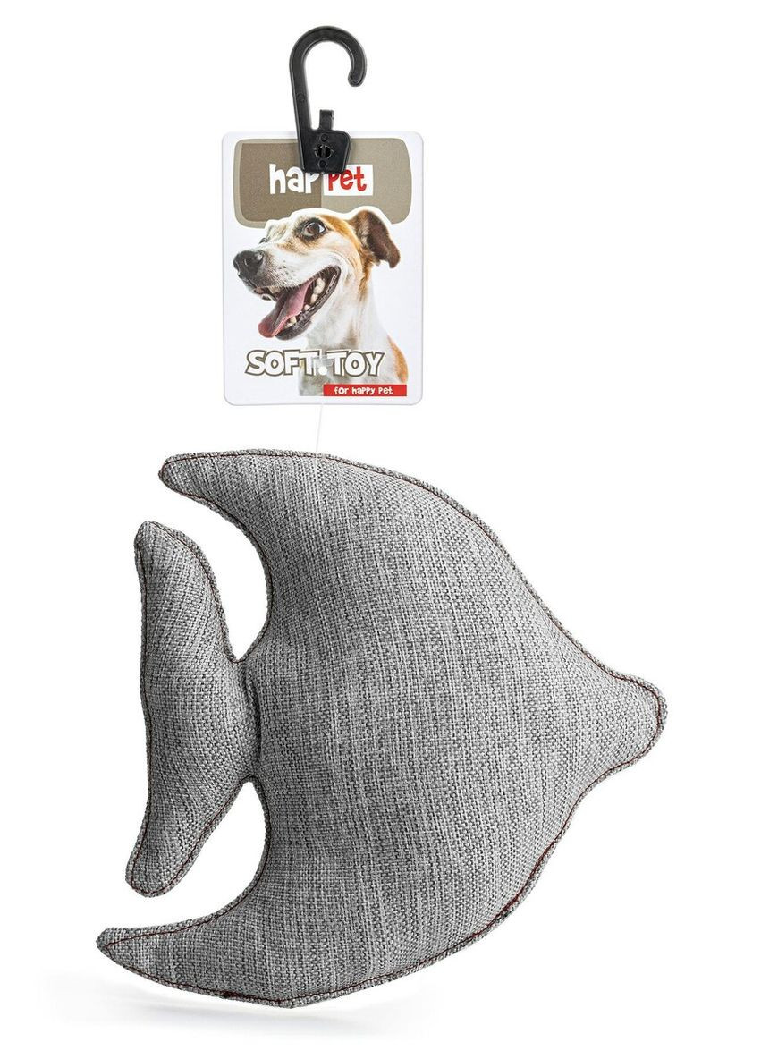 Іграшка для собак Текстильна іграшка, рибка, 66г. 19х18х6см Світло-сіра Happet (353687719)
