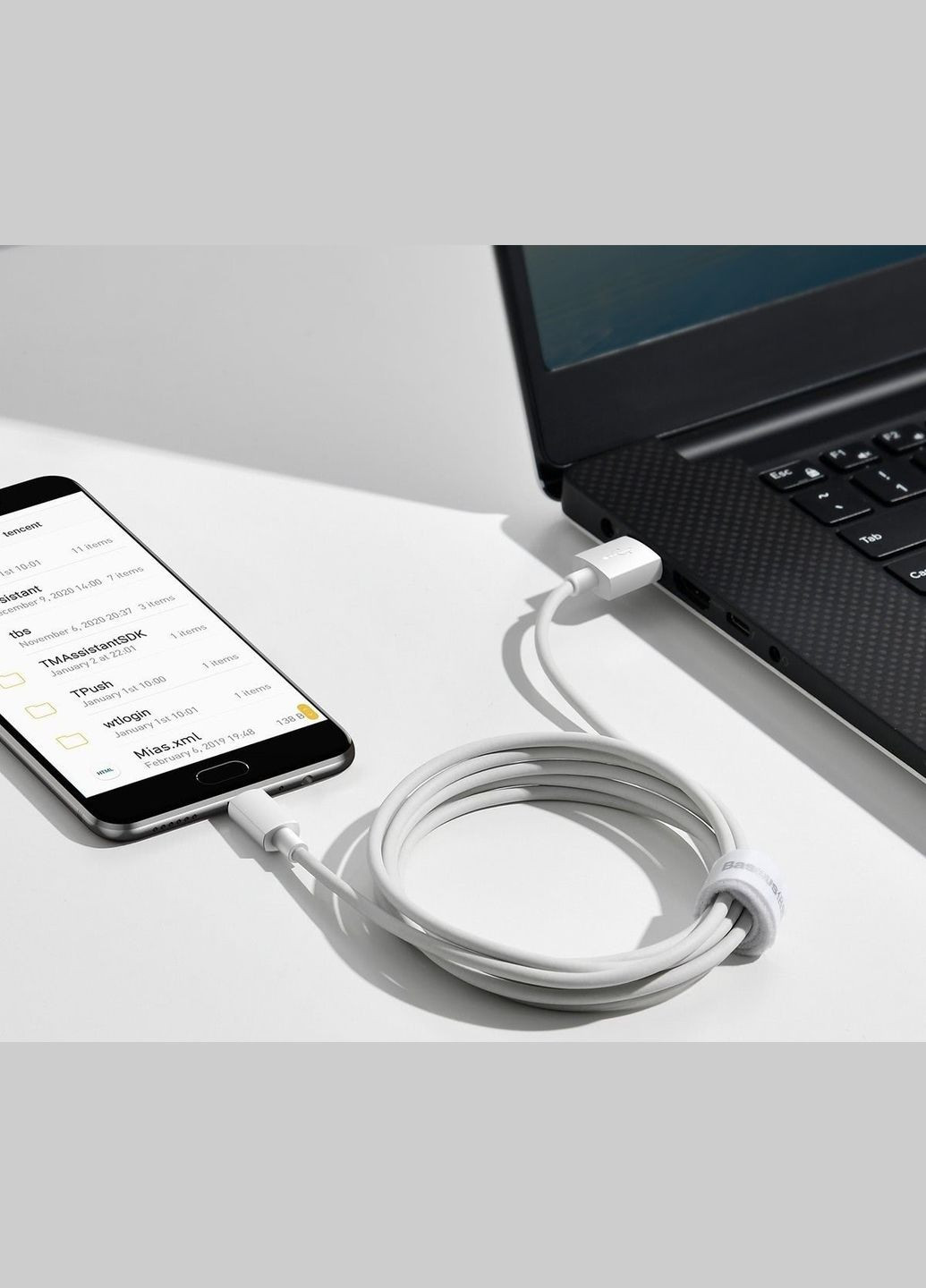 Кабель USB to Micro 2.1A (2PCS/Set)1.5m White Baseus Simple Wisdom Data Cable Kit (340279736)