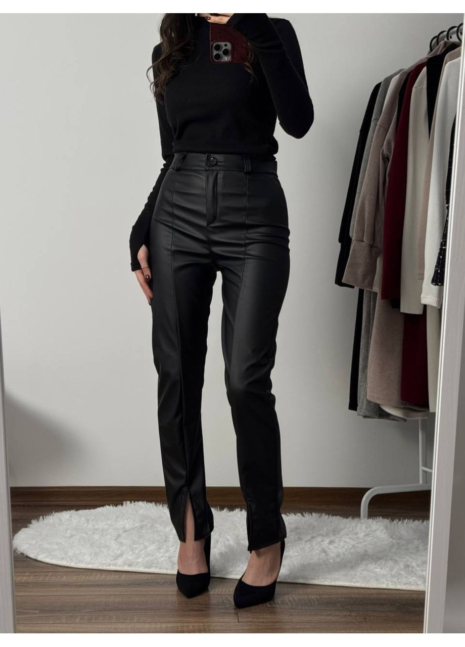 Женские кожаные брюки на флисе FINO Mode (361791048)