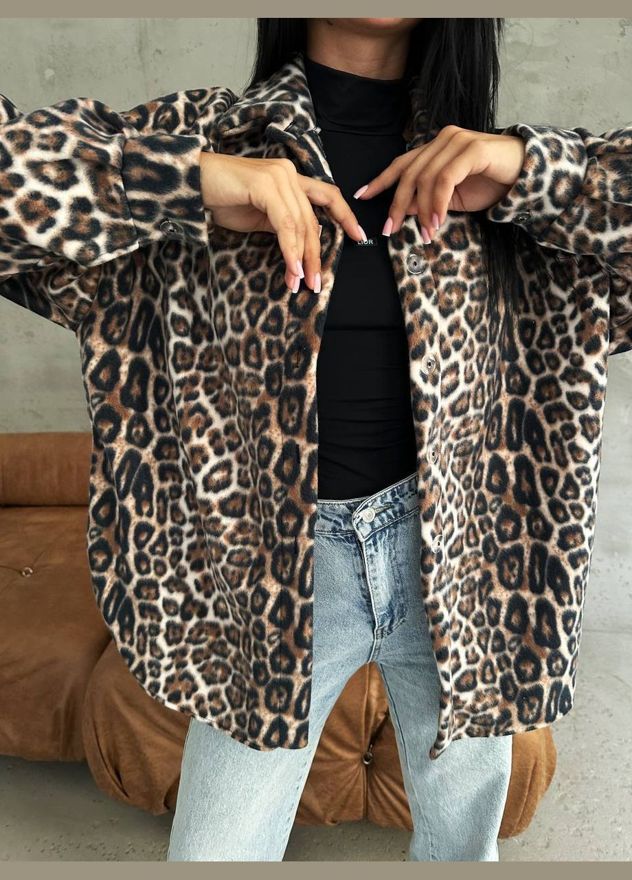Сорочка жіноча з флісу леопард, леопардова флісова жіноча сорочка No Brand (306375721)
