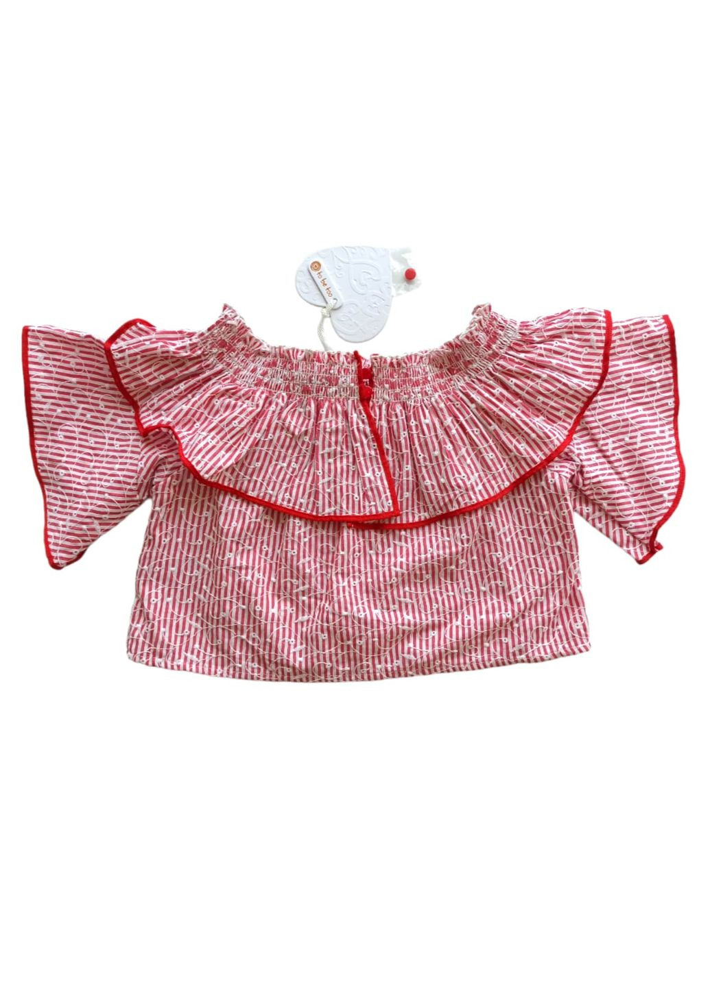 Красная летняя топ-блуза для девушки tf18445 красно-белый хлопок. To Be Too