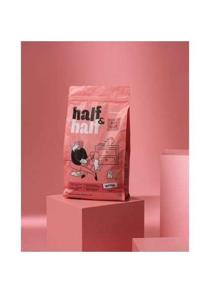Сухой корм Half&Half для котят, с говядиной, 2 кг (*) No Brand (323219620)