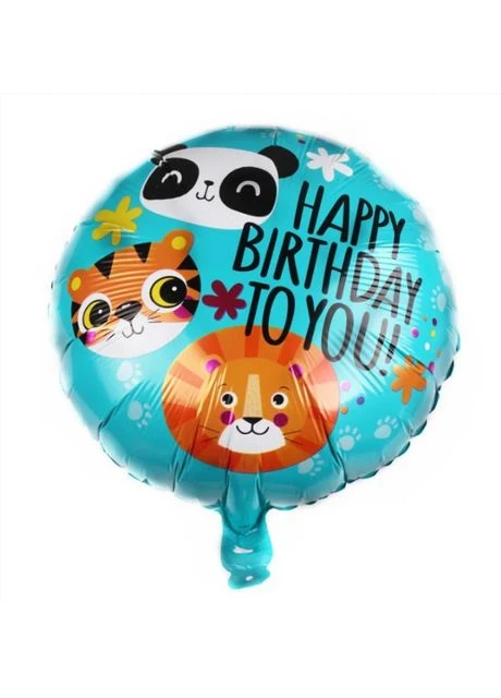 Фольгированный шар "Happy Birthday панда, тигр, лев" (Китай) No Brand (381099784)