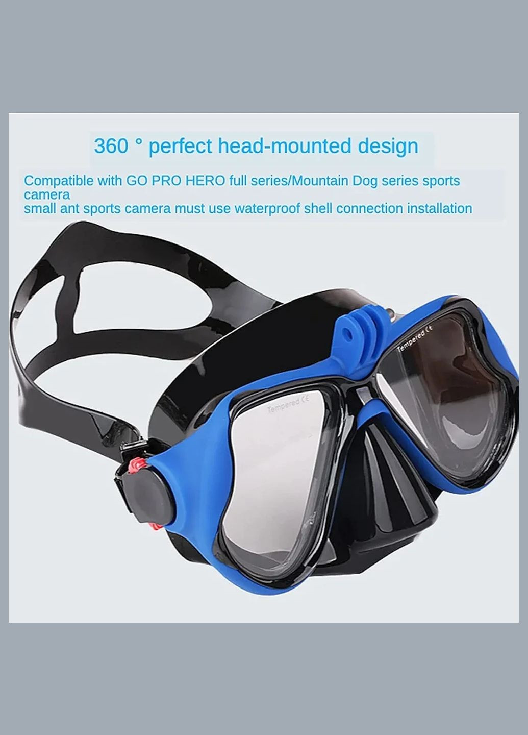Профессиональная подводная маска для дайвинга с держателем для GoPro Black No Brand (336184248)