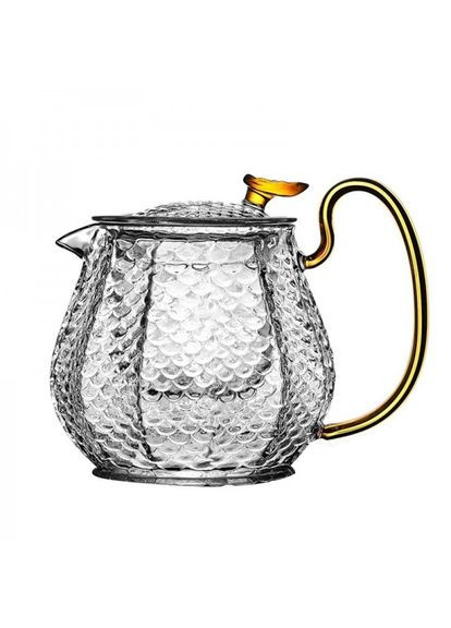 Чайник заварник скляний жаростійкий Handblown Пелюстки 500 мл (607) Jingpin (285452097)
