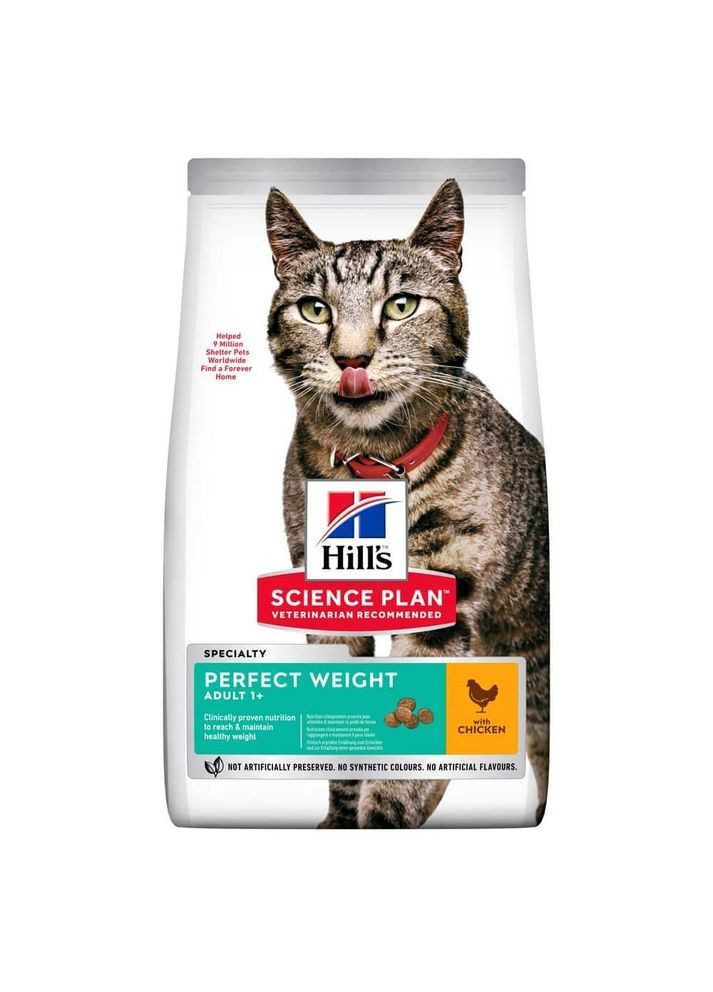 SCIENCE PLAN Adult Perfect Weight Сухой корм для поддержания веса взрослых кошек, с курицей, 2,5 кг Hill's (345743124)