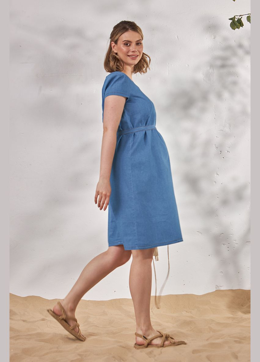 Голубое голубое джинсовое платье для беременных и кормящих Юла мама