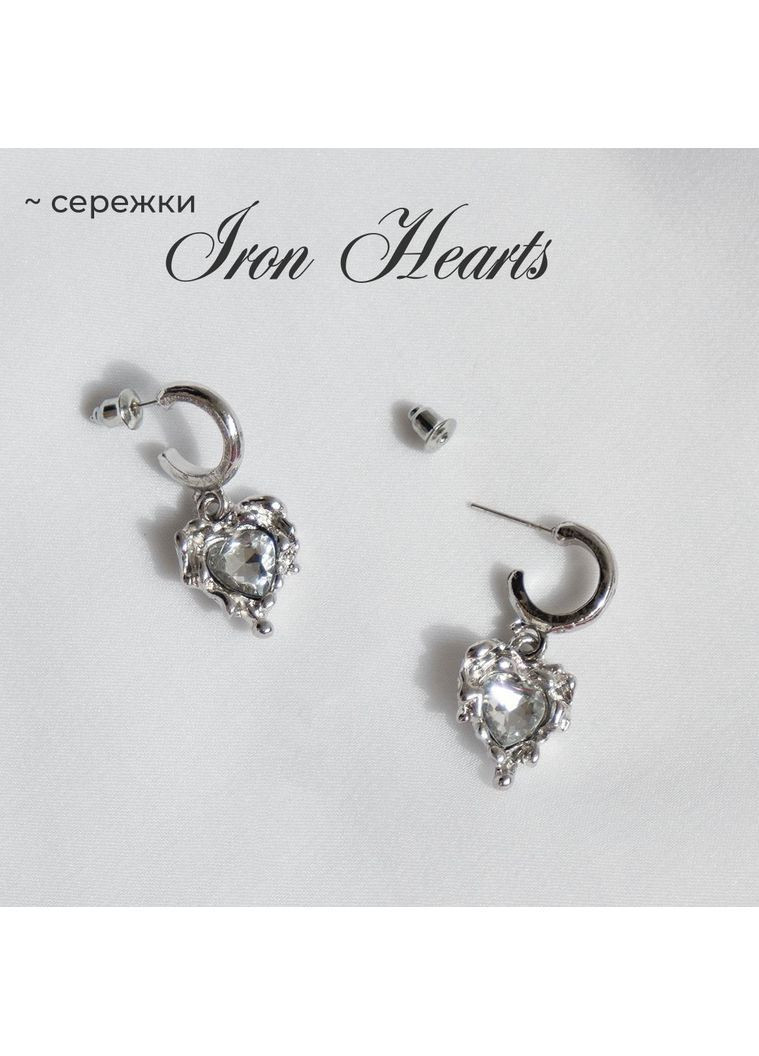 Серебряные серьги в форме сердца причудливый комплект с камешками классический fairy серьги-гвоздики жидкий металл ретро лолита No Brand (369667993)