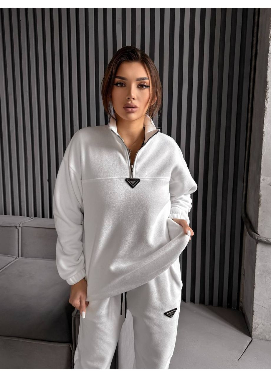 Женский костюм флисовый молочного цвета 35618 Fashion (366074746)