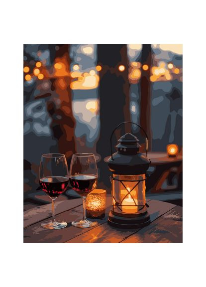 Картина по номерам Романтика при свете фонаря, 40*50см, LED (955090) Santi Романтика при світлі ліхтаря, 40*50см, LED (366155320)