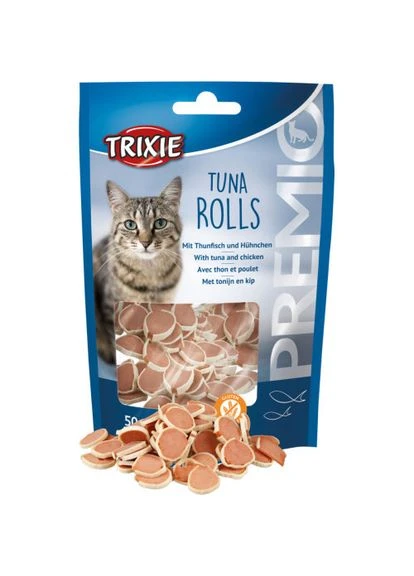 Ласощі Premio Tuna Rolls для котів шматочки з тунцем та куркою 50 г Trixie (362580110)